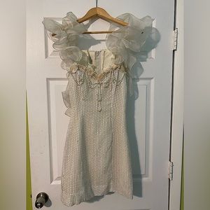 Loralie Original 80s Retro Vintage Dress (cream/white) beaded and bedazzled